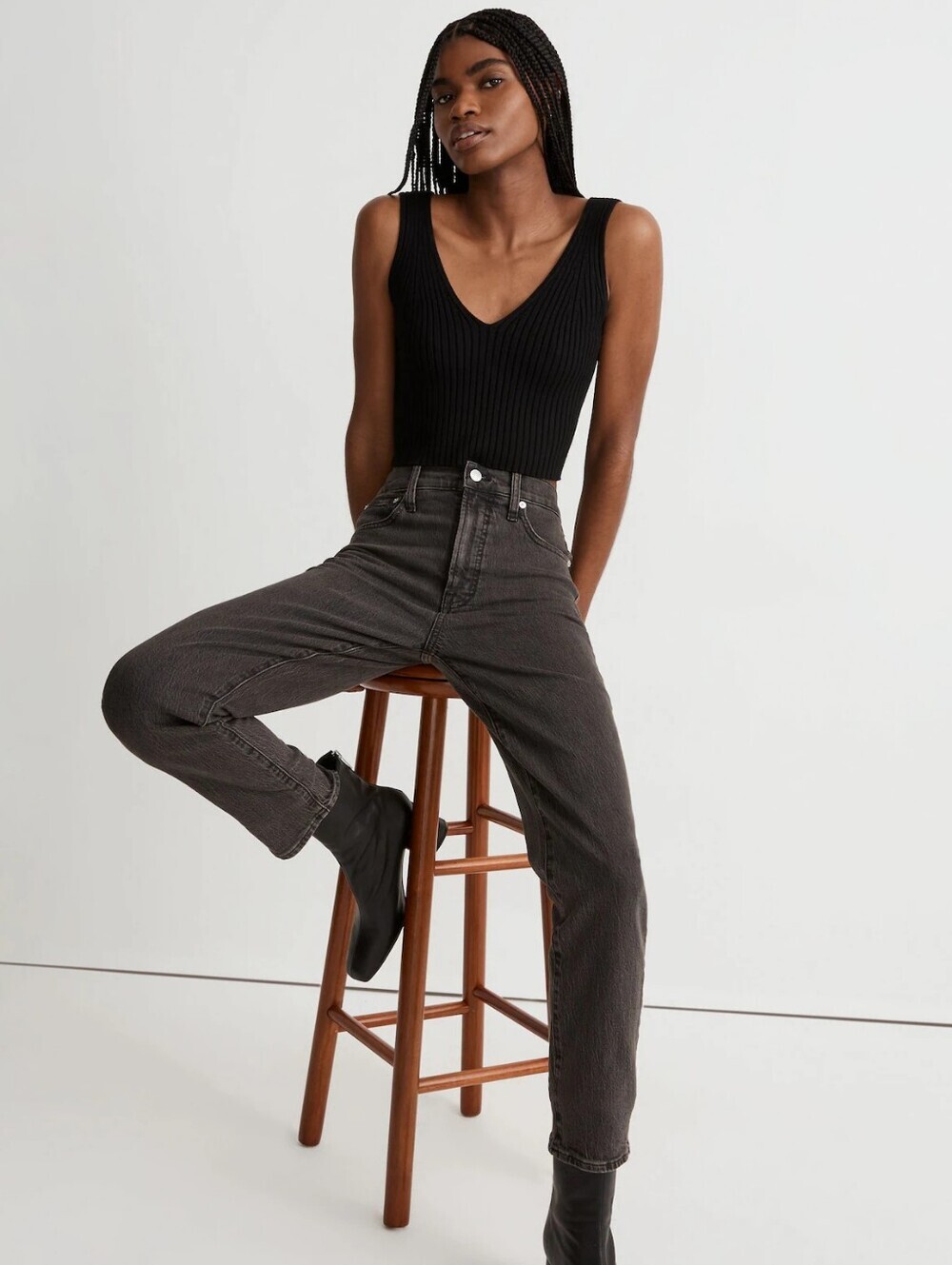 Madewell The Perfect Vintage Jean 28 Lunar Wash Charcoal Gray 90s Off Duty Model